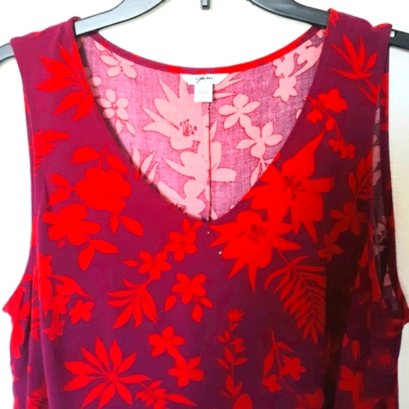 NEW WOMEN'S SLEEVELESS TOP TANK TOP LARGE RED RAYON - Picture 2 of 4